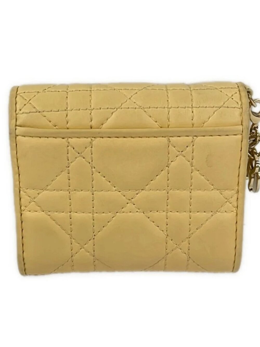 DIOR/ChristianDior Lady Dior S0181ONMJ Light Yellow Leather - Trifold Wallet - Picture 2 of 6